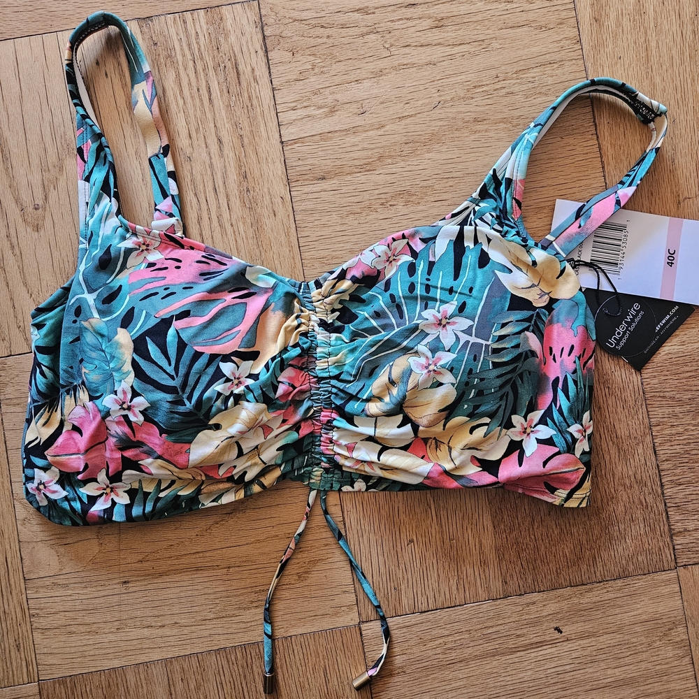 Coco Reef Tropical Floral Bikini Top - Pink, Green, Yellow
